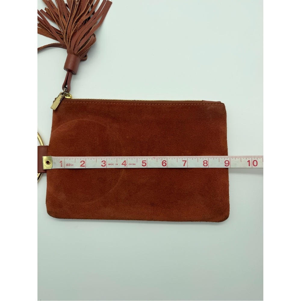 Thacker Nolita Rust Leather Suede Wristlet Clutch with Gold Ring - Picture 6 of 9